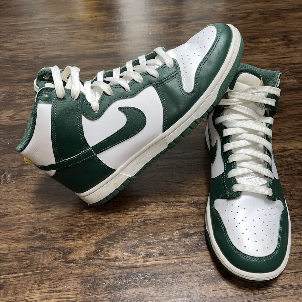 Size 10.5 Nike Dunk High Shoe Retro Spartan Pro Green White Men's Sneakers